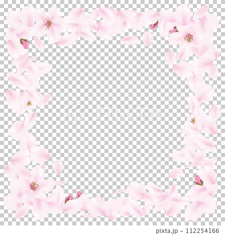 ピンク色の桜の花びらフレーム 112254166
