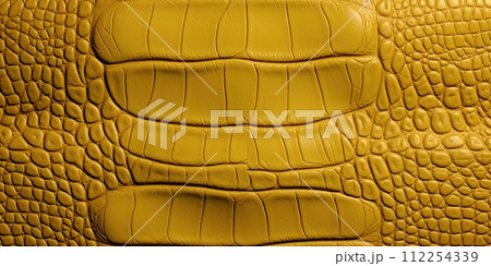 Alligator leather texture in yellow color. Textured backgrouds and backdrops. Ai Generative illustration 112254339