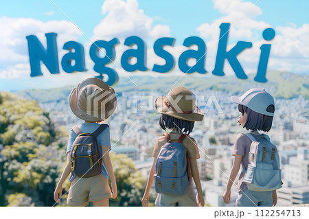 NAGASAKIの文字と女子旅「AI生成画像」 112254713