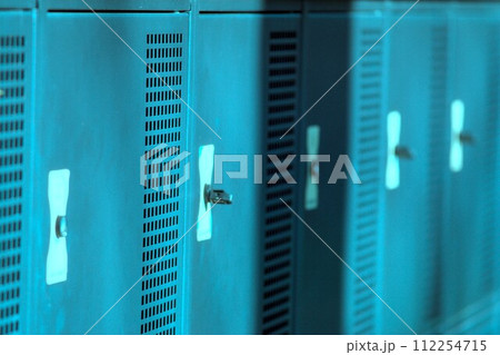 panel of blue lockers 112254715