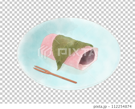 Sakuramochi on a plate 112254874