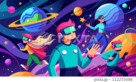 Animated Space Adventure With Characters Exploring the Cosmos Animated Space Adventure With Characters Exploring the Cosmos 112255086
