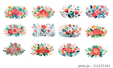 Colorful floral arrangements in various designs set 112255163