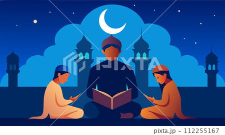 Muslim family praying together during holy month Muslim family praying together during holy month 112255167