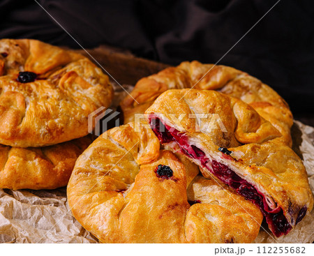 Delicious fresh sweet vertuta with cherry 112255682