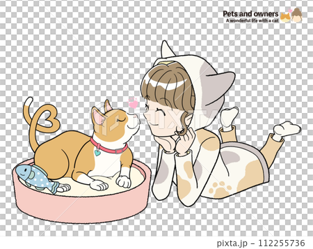 愛貓與女主人之間的放鬆時光-咀嚼鼻子 愛貓與女主人之間的放鬆時光-咀嚼鼻子 112255736