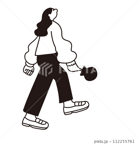 おしゃれな女性の線画ベクター 112255761