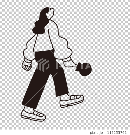 おしゃれな女性の線画ベクター 112255761