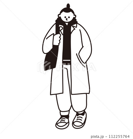 おしゃれな女性の線画ベクター おしゃれな女性の線画ベクター 112255764