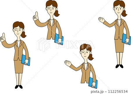 お客様を案内する女性会社員のイラスト お客様を案内する女性会社員のイラスト 112256534
