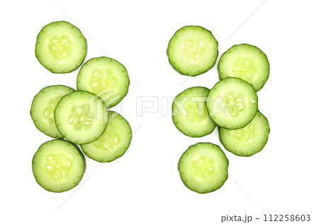 Top view of Cucumber isolated on white background Top view of Cucumber isolated on white background 112258603