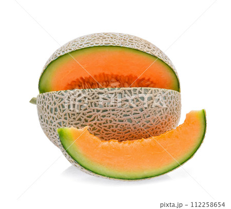 cantaloupe melon isolated on white background cantaloupe melon isolated on white background 112258654