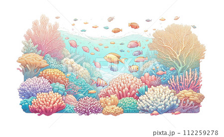 珊瑚礁 魚 カラフルな海のイラスト素材 [112259278] - PIXTA