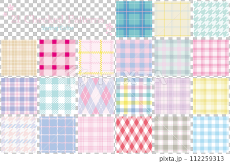 21 types of spring check pattern set 112259313