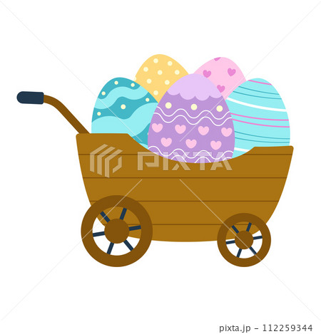 easter card with eggs in cart 112259344