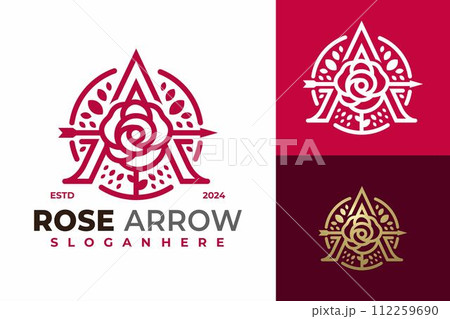 Letter A Rose Arrow Logo design vector symbol icon illustration Letter A Rose Arrow Logo design vector symbol icon illustration 112259690