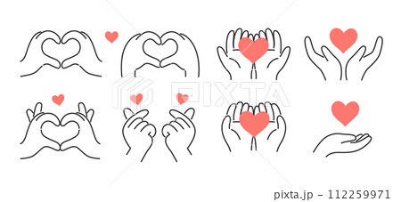 手とハートのイラストセット 112259971
