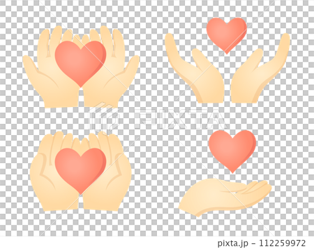 Palm and heart illustration set Palm and heart illustration set 112259972