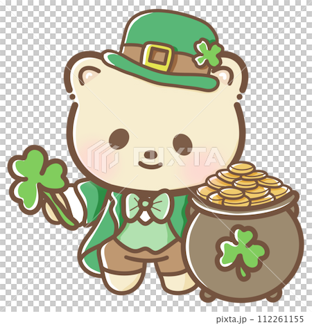 Handdrawn watercolor illustration clipart of Kawaii Bear St'Patricks Day birthday Floral arrangements greeting cards wedding invitation Party Irish Handdrawn watercolor illustration clipart of Kawaii Bear St'Patricks Day birthday Floral arrangements greeting cards wedding invitation Party Irish 112261155