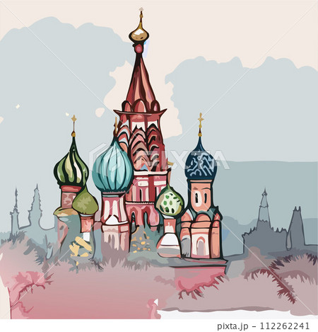AI-generated content. Moscow landscape, St. Basil's Cathedral.  112262241