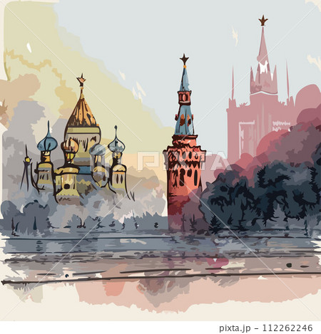 AI-generated content. Moscow landscape, temple and Kremlin.  112262246
