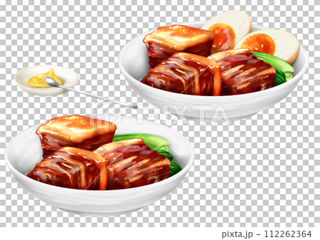 豚の角煮 煮卵  豚バラ 料理 からし 肉料理 112262364