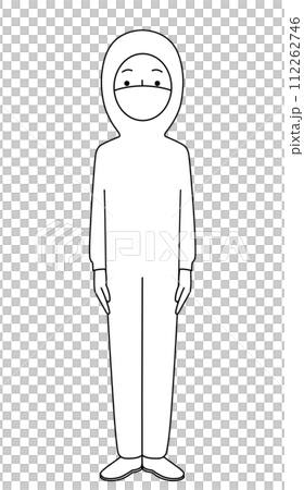 きをつけ 防塵服の全身イラスト(男性) きをつけ 防塵服の全身イラスト(男性) 112262746