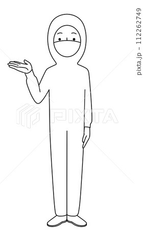 案内　防塵服の全身イラスト（男性） 112262749