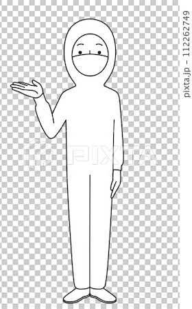 案内　防塵服の全身イラスト（男性） 112262749