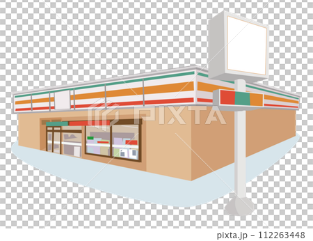 茶色い壁のコンビニエンスストア 112263448