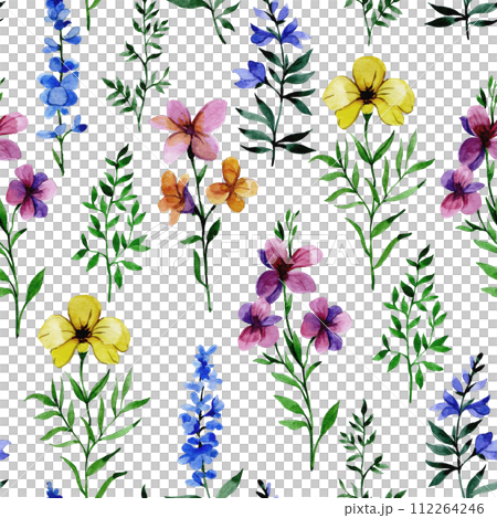 watercolor seamless pattern with wildflowers 112264246