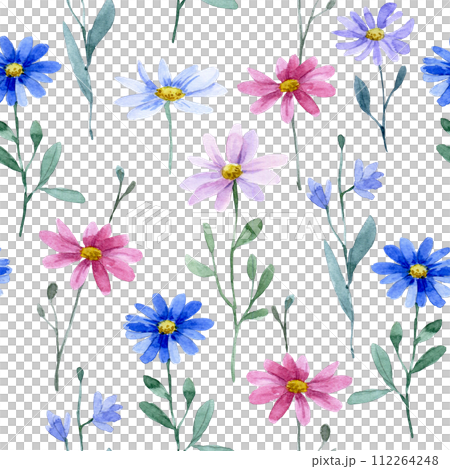 watercolor seamless pattern with wildflowers daisies watercolor seamless pattern with wildflowers daisies 112264248