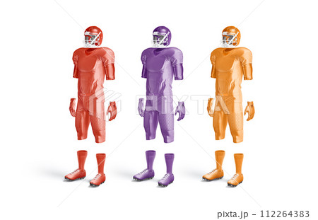 Blank colored american football uniform mockup, side view 112264383