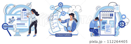 Workflow vector illustration. Strategic development requires effective brainstorming and workflow analysis Progress in business is achieved through efficient workflow organization The organizations Workflow vector illustration. Strategic development requires effective brainstorming and workflow analysis Progress in business is achieved through efficient workflow organization The organizations 112264405