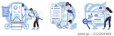 Workflow vector illustration. Successful organizations prioritize continuous improvement and efficient workflow Brainstorming sessions contribute to innovative business development strategies Workflow vector illustration. Successful organizations prioritize continuous improvement and efficient workflow Brainstorming sessions contribute to innovative business development strategies 112264469