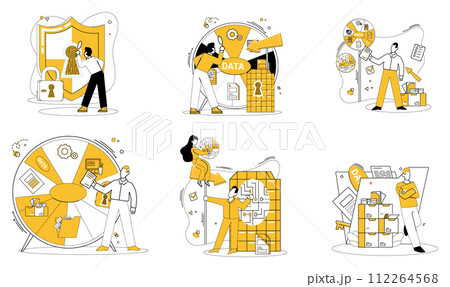 Data science vector illustration. In landscape information, data science is compass navigating futuristic terrain Reports echo wisdom distilled from vast sea data through innovative analytics 112264568
