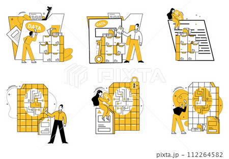 Data science vector illustration. Data science is compass guiding innovation in ever-evolving landscape technology Analyzing statistics is backbone progress in futuristic world data and science 112264582