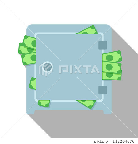 Flat icon of safe with money. Vector. 112264676