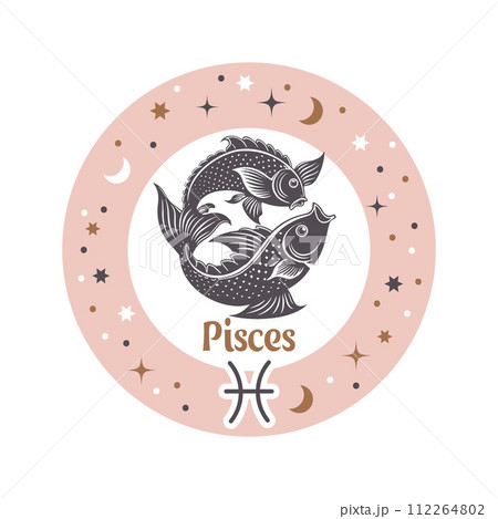 Pisces horoscope sign. Element of zodiac astrology. Esoteric symbol for logo or icon. Vector Pisces horoscope sign. Element of zodiac astrology. Esoteric symbol for logo or icon. Vector 112264802