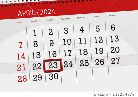 Calendar 2024, deadline, day, month, page, organizer, date, April, tuesday, number 23 112264878