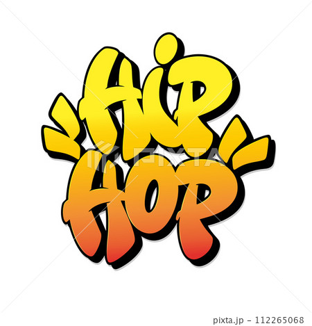 Hip Hop font in old school graffiti style. Vector illustration. 112265068