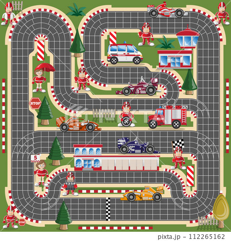 Race track. Board game. Vector illustration. 112265162