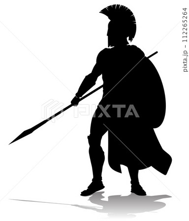 Spartan Silhouette Gladiator Trojan Greek Warrior Spartan Silhouette Gladiator Trojan Greek Warrior 112265264