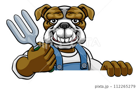 Bulldog Gardener Gardening Animal Mascot 112265279