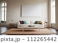 AI-generated content. Interior design with white couch and coffee table in a living room 112265442