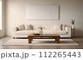 AI-generated content. House with comfortable furniture couch, coffee table, and wall art 112265443