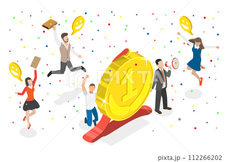 3D Isometric Flat Conceptual Illustration of Team Success, Corporative Winning Award 3D Isometric Flat Conceptual Illustration of Team Success, Corporative Winning Award 112266202