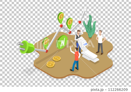 3D Isometric Flat Conceptual Illustration of Electricity Consumption , Utility Bills Payment 3D Isometric Flat Conceptual Illustration of Electricity Consumption , Utility Bills Payment 112266209