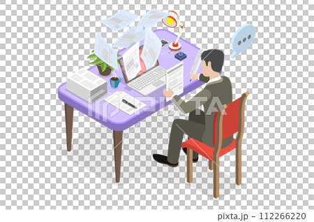 3D Isometric Flat  Conceptual Illustration of Professional Copywriter, Content Marketing Strategy 112266220