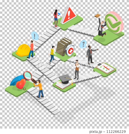 3D Isometric Flat  Conceptual Illustration of Safety At Work, HSE or OSHA 112266229